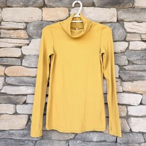FP Movement Free People Second Skin Ribbed Turtleneck Mustard Gold S